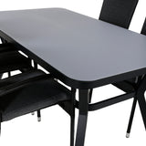 Jídelní stůl Virya - BLACK Alu / šedé sklo - malý stůl + židle Anna - Black_4
