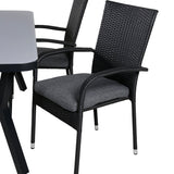 Jídelní stůl Virya - BLACK Alu / šedé sklo - malý stůl + židle Anna - Black_4