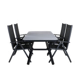 Jídelní stůl Virya - BLACK Alu / šedé sklo - malý stůl+Break 5:pos Židle - Black/Black_4