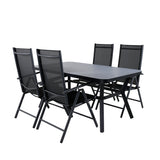 Jídelní stůl Virya - BLACK Alu / šedé sklo - malý stůl+Break 5:pos Židle - Black/Black_4
