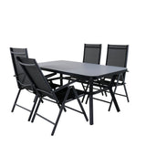 Jídelní stůl Virya - BLACK Alu / šedé sklo - malý stůl+Break 5:pos Židle - Black/Black_4