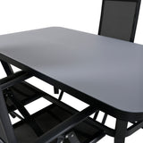 Jídelní stůl Virya - BLACK Alu / šedé sklo - malý stůl+Break 5:pos Židle - Black/Black_4