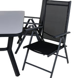 Jídelní stůl Virya - BLACK Alu / šedé sklo - malý stůl+Break 5:pos Židle - Black/Black_4