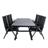 Jídelní stůl Virya - černá Alu / šedé sklo - velký stůl + židle Break 5:pos - Black/Black_6