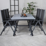Jídelní stůl Virya - černá Alu / šedé sklo - velký stůl + židle Break 5:pos - Black/Black_6