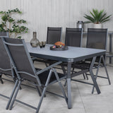 Jídelní stůl Virya - černá Alu / šedé sklo - velký stůl + židle Break 5:pos - Black/Black_6