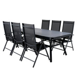 Jídelní stůl Virya - černá Alu / šedé sklo - velký stůl + židle Break 5:pos - Black/Black_6