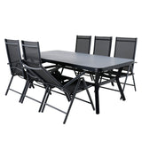Jídelní stůl Virya - černá Alu / šedé sklo - velký stůl + židle Break 5:pos - Black/Black_6