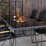 Jídelní stůl+Bois křeslo Dallas - Black Alu / Black Rope / Acacia_6