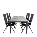 Albany Table - 224/324 - Black/Grey+Albany Light 5-pos - black / Black textilene and gray teak_6