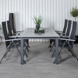 Albany Table - 224/324 - Black/Grey+Albany Light 5-pos - black / Black textilene and gray teak_6