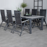 Albany Table - 224/324 - Black/Grey+Albany Light 5-pos - black / Black textilene and gray teak_6