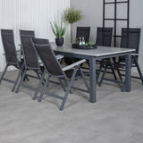 Albany Table - 224/324 - Black/Grey+Albany Light 5-pos - black / Black textilene and gray teak_6