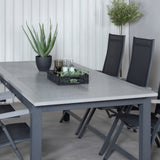 Albany Table - 224/324 - Black/Grey+Albany Light 5-pos - black / Black textilene and gray teak_6