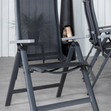 Albany Table - 224/324 - Black/Grey+Albany Light 5-pos - black / Black textilene and gray teak_6