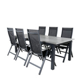 Albany Table - 224/324 - Black/Grey+Albany Light 5-pos - black / Black textilene and gray teak_6