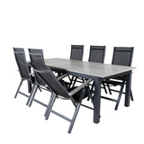 Albany Table - 224/324 - Black/Grey+Albany Light 5-pos - black / Black textilene and gray teak_6