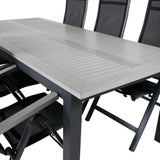 Albany Table - 224/324 - Black/Grey+Albany Light 5-pos - black / Black textilene and gray teak_6