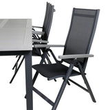 Albany Table - 224/324 - Black/Grey+Albany Light 5-pos - black / Black textilene and gray teak_6