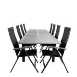 Albany Table - 224/324 - Black/Grey+Albany Light 5-pos - black / Black textilene and gray teak_8