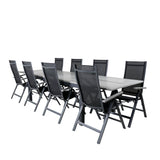 Albany Table - 224/324 - Black/Grey+Albany Light 5-pos - black / Black textilene and gray teak_8