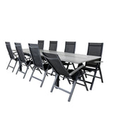 Albany Table - 224/324 - Black/Grey+Albany Light 5-pos - black / Black textilene and gray teak_8
