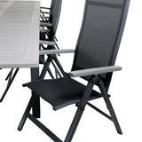 Albany Table - 224/324 - Black/Grey+Albany Light 5-pos - black / Black textilene and gray teak_8