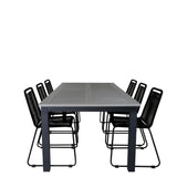 Albany Table - 224/324 - Black/Grey+Lindos Stohovací křeslo - Black Alu / Black Rope_6