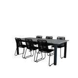 Albany Table - 224/324 - Black/Grey+Lindos Stohovací křeslo - Black Alu / Black Rope_6