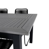 Albany Table - 224/324 - Black/Grey+Lindos Stohovací křeslo - Black Alu / Black Rope_6