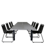 Albany Table - 224/324 - Black/Grey+Lindos Stohovací židle - Black Alu / Black Rope_8
