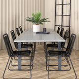 Albany Table - 224/324 - Black/Grey+Lindos Stohovací židle - Black Alu / Black Rope_8