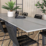 Albany Table - 224/324 - Black/Grey+Lindos Stohovací židle - Black Alu / Black Rope_8