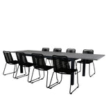 Albany Table - 224/324 - Black/Grey+Lindos Stohovací židle - Black Alu / Black Rope_8
