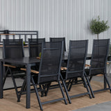 Break Table 205*90 - Black/Black+Panama Light, 5poschoďová židle Černá / Černá a teak_6