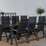 Break Table 205*90 - Black/Black+Panama Light, 5poschoďová židle Černá / Černá a teak_6