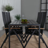 Break Table 205*90 - Black/Black+Panama Light, 5poschoďová židle Černá / Černá a teak_6