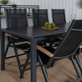 Break Table 205*90 - Black/Black+Panama Light, 5poschoďová židle Černá / Černá a teak_6