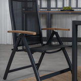 Break Table 205*90 - Black/Black+Panama Light, 5poschoďová židle Černá / Černá a teak_6