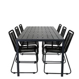 Break Table 205*90 - Black/Black+Lindos Stohovací židle - Black Alu / Black Rope_6