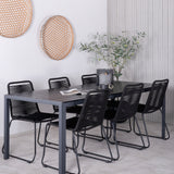 Break Table 205*90 - Black/Black+Lindos Stohovací židle - Black Alu / Black Rope_6