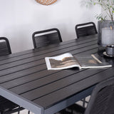 Break Table 205*90 - Black/Black+Lindos Stohovací židle - Black Alu / Black Rope_6