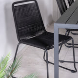 Break Table 205*90 - Black/Black+Lindos Stohovací židle - Black Alu / Black Rope_6