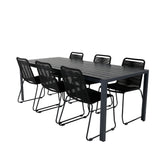 Break Table 205*90 - Black/Black+Lindos Stohovací židle - Black Alu / Black Rope_6