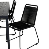 Break Table 205*90 - Black/Black+Lindos Stohovací židle - Black Alu / Black Rope_6
