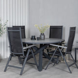 Parma - Stůl ø 140 - Black Alu / Grey Aintwood+Albany Light 5-pos - černá / Černá textilní a šedý teak_4