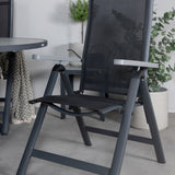 Parma - Stůl ø 140 - Black Alu / Grey Aintwood+Albany Light 5-pos - černá / Černá textilní a šedý teak_4