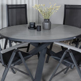 Parma - Stůl ø 140 - Black Alu / Grey Aintwood+Albany Light 5-pos - černá / Černá textilní a šedý teak_4