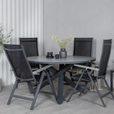 Parma - Stůl ø 140 - Black Alu / Grey Aintwood+Albany Light 5-pos - černá / Černá textilní a šedý teak_4