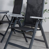 Parma - Stůl ø 140 - Black Alu / Grey Aintwood+Albany Light 5-pos - černá / Černá textilie a šedý teak_6